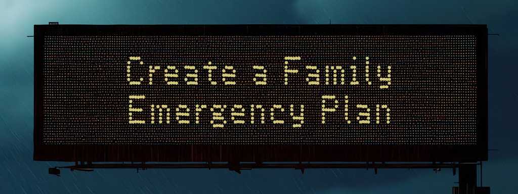 Overhead Texas digital road sign that says Create a Family Emergency Plan